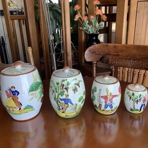 Hand-Painted Ceramic Canister Set - Multicolor